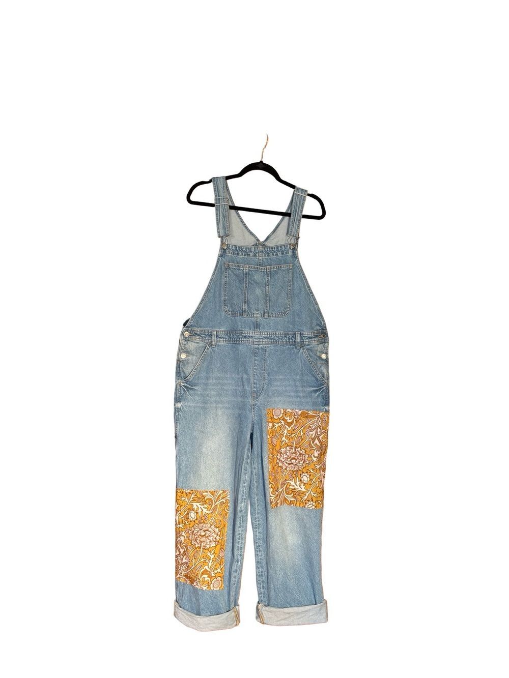 &Denim Upcycled Patchwork Denim Overalls